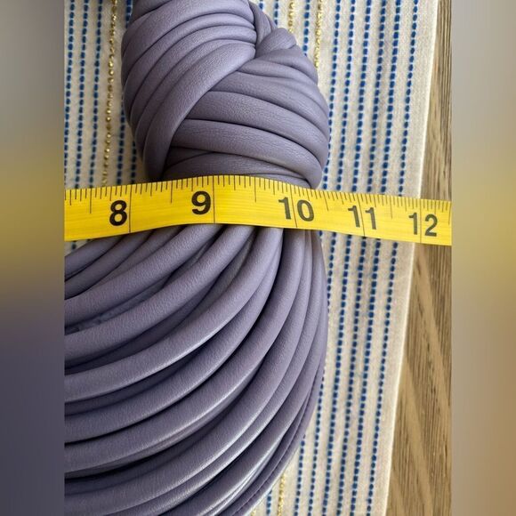 Handbag Rope Knot Design Leather Purple Small - Picture 7 of 11